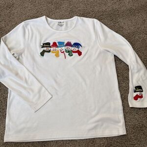 Vintage My Style Adorable Snowman Christmas Sweater Woman Large Pullover Festive